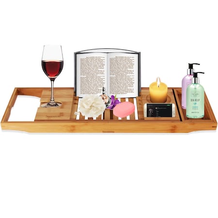 Serenelife Luxury Bamboo Bathtub Caddy Tray SLBCAD20